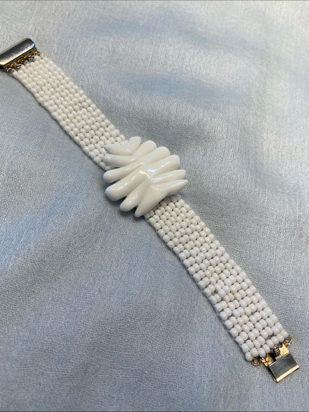 White Beaded Statement Bracelet - Women Jewelry